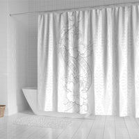 Tokelau White Sunday Shower Curtain Elegant Hibiscus Polynesian Tribal Pattern