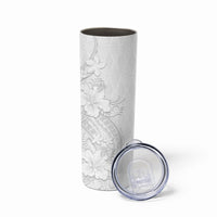 Tokelau White Sunday Skinny Tumbler Elegant Hibiscus Polynesian Tribal Pattern