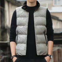 Tokelau White Sunday Sleeveless Puffer Jacket Elegant Hibiscus Polynesian Tribal Pattern