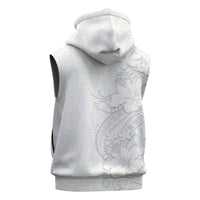 Tokelau White Sunday Sleeveless Zip Hoodie Elegant Hibiscus Polynesian Tribal Pattern