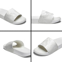 Tokelau White Sunday Slide Sandals Elegant Hibiscus Polynesian Tribal Pattern