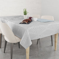Tokelau White Sunday Tablecloth Elegant Hibiscus Polynesian Tribal Pattern