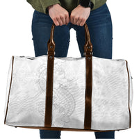 Tokelau White Sunday Travel Bag Elegant Hibiscus Polynesian Tribal Pattern