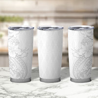 Tokelau White Sunday Tumbler Cup Elegant Hibiscus Polynesian Tribal Pattern