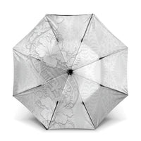 Tokelau White Sunday Umbrella Elegant Hibiscus Polynesian Tribal Pattern