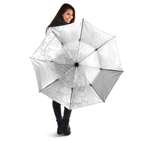 Tokelau White Sunday Umbrella Elegant Hibiscus Polynesian Tribal Pattern