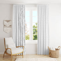 Tokelau White Sunday Window Curtain Elegant Hibiscus Polynesian Tribal Pattern