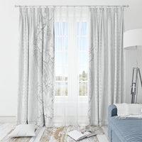 Tokelau White Sunday Window Curtain Elegant Hibiscus Polynesian Tribal Pattern
