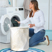 Tonga White Sunday Laundry Basket Lotu Tamaiti Tongan Kupesi Pattern