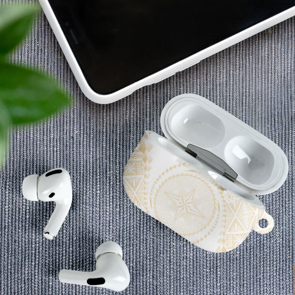 Tonga White Sunday AirPods Case Lotu Tamaiti Tongan Kupesi Pattern