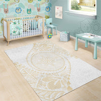 Tonga White Sunday Area Rug Lotu Tamaiti Tongan Kupesi Pattern
