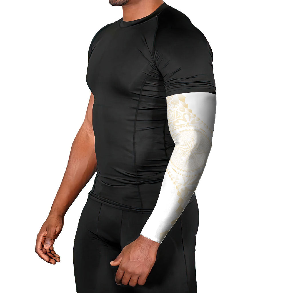 Tonga White Sunday Arm Sleeves Lotu Tamaiti Tongan Kupesi Pattern