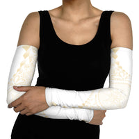 Tonga White Sunday Arm Sleeves Lotu Tamaiti Tongan Kupesi Pattern