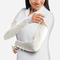 Tonga White Sunday Arm Sleeves Lotu Tamaiti Tongan Kupesi Pattern