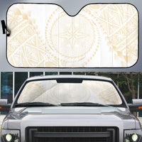 Tonga White Sunday Auto Sun Shade Lotu Tamaiti Tongan Kupesi Pattern