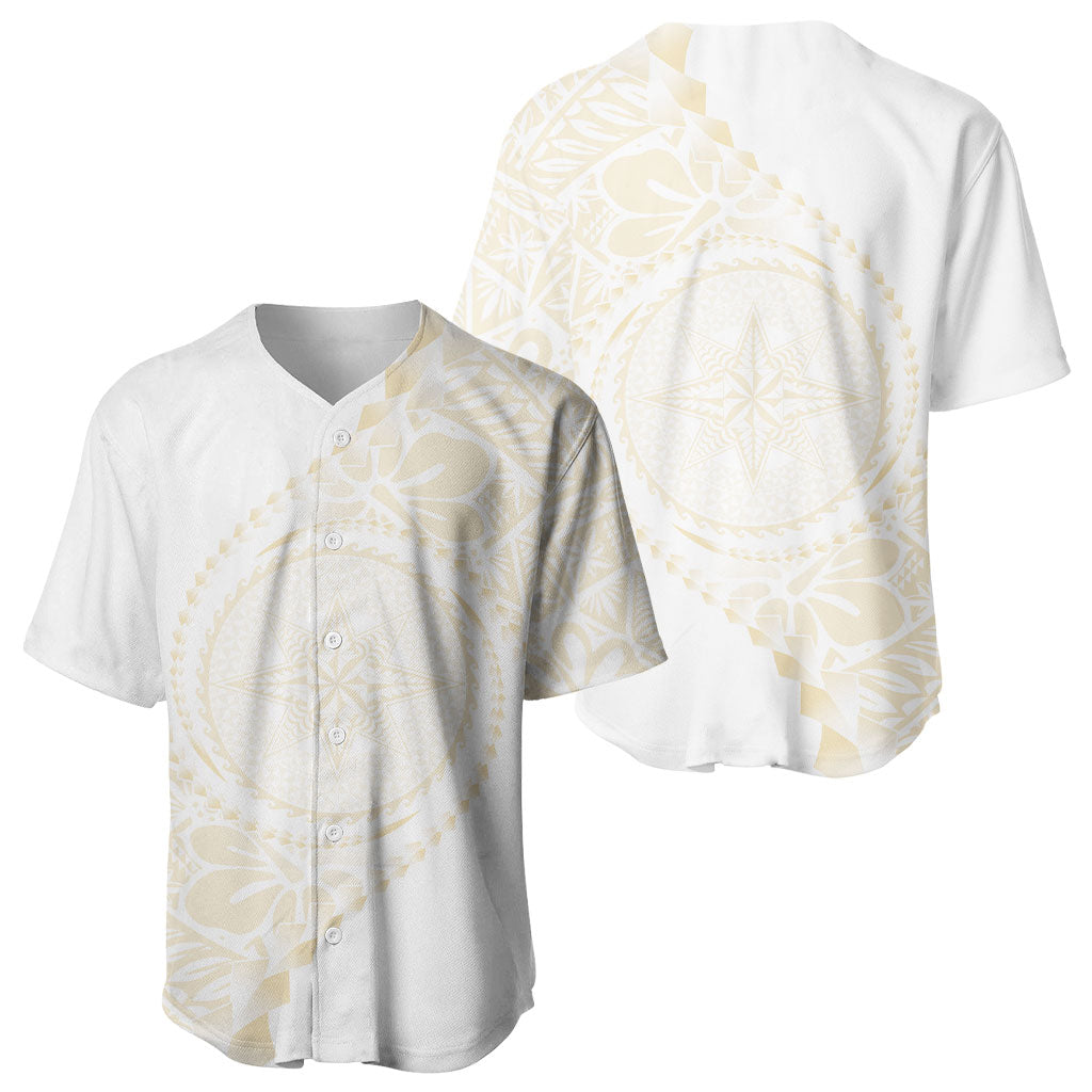 Tonga White Sunday Baseball Jersey Lotu Tamaiti Tongan Kupesi Pattern
