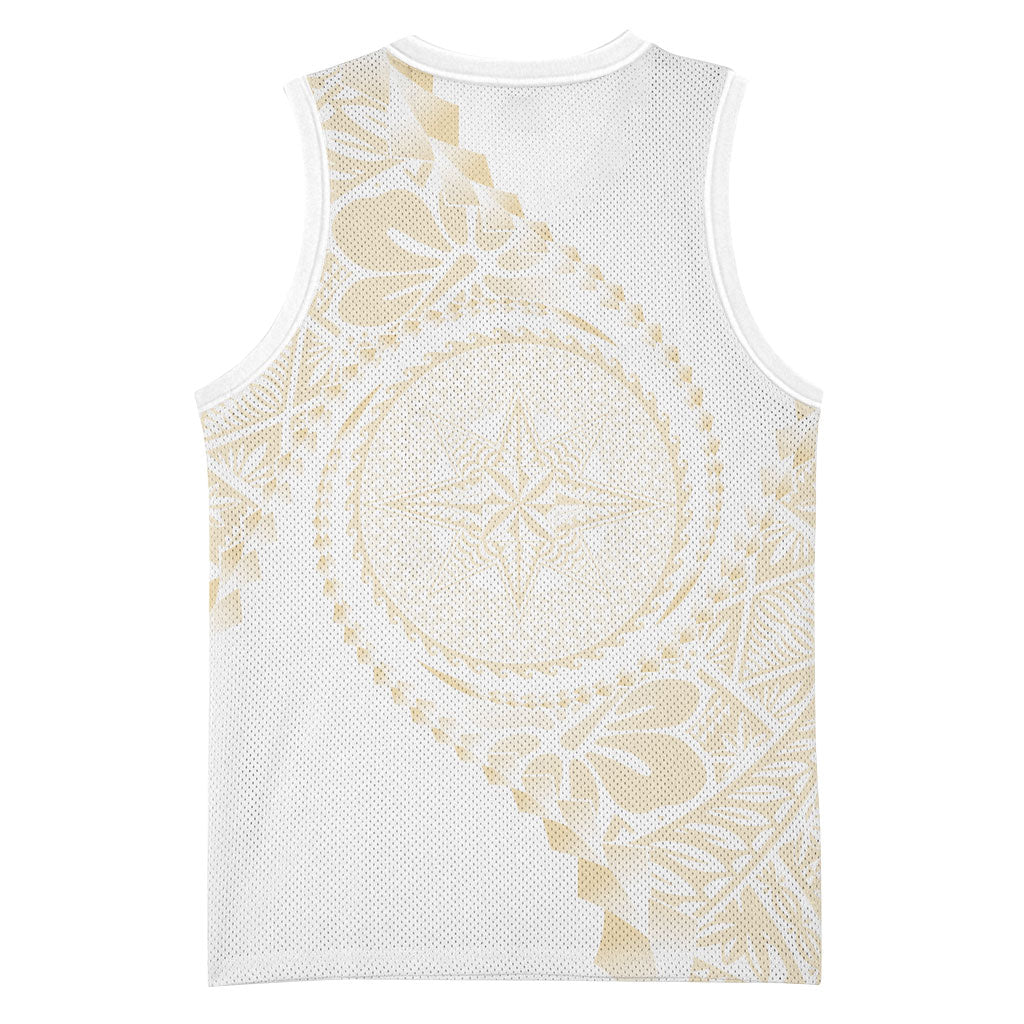 Tonga White Sunday Basketball Jersey Lotu Tamaiti Tongan Kupesi Pattern