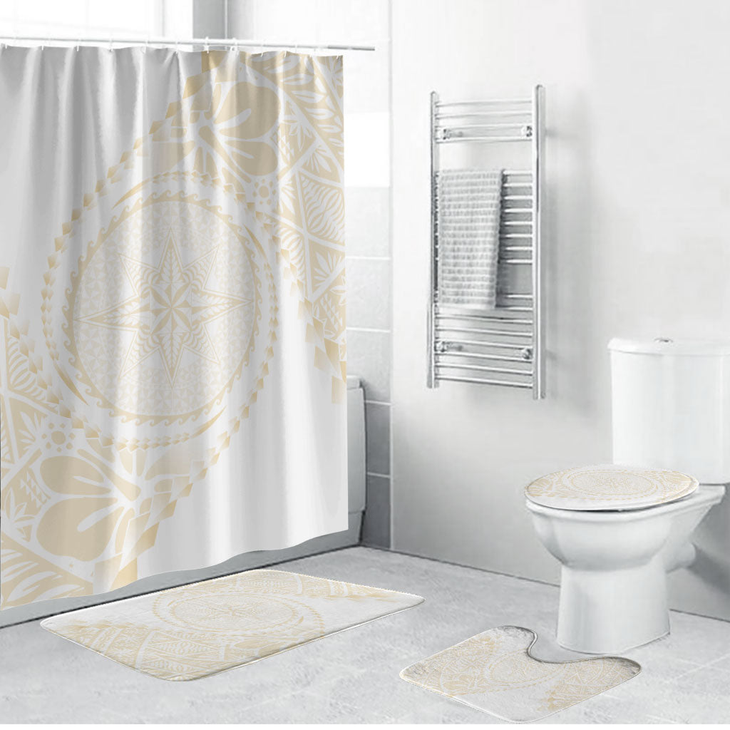 Tonga White Sunday Bathroom Set Lotu Tamaiti Tongan Kupesi Pattern