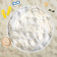 Tonga White Sunday Beach Blanket Lotu Tamaiti Tongan Kupesi Pattern