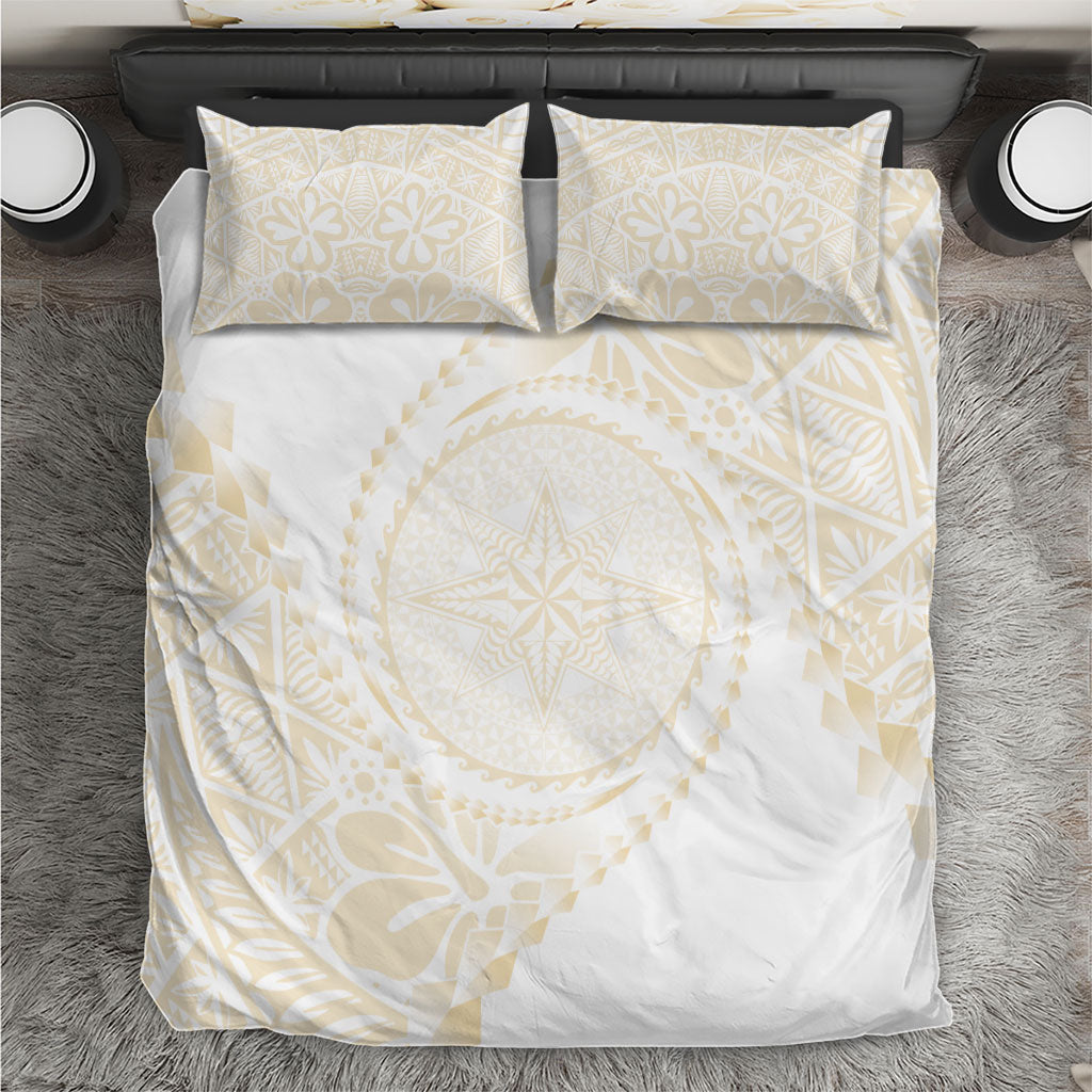 Tonga White Sunday Bedding Set Lotu Tamaiti Tongan Kupesi Pattern