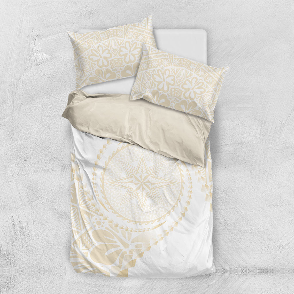 Tonga White Sunday Bedding Set Lotu Tamaiti Tongan Kupesi Pattern