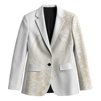 Tonga White Sunday Blazer Lotu Tamaiti Tongan Kupesi Pattern