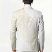 Tonga White Sunday Blazer Lotu Tamaiti Tongan Kupesi Pattern