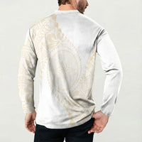 Tonga White Sunday Button Sweatshirt Lotu Tamaiti Tongan Kupesi Pattern