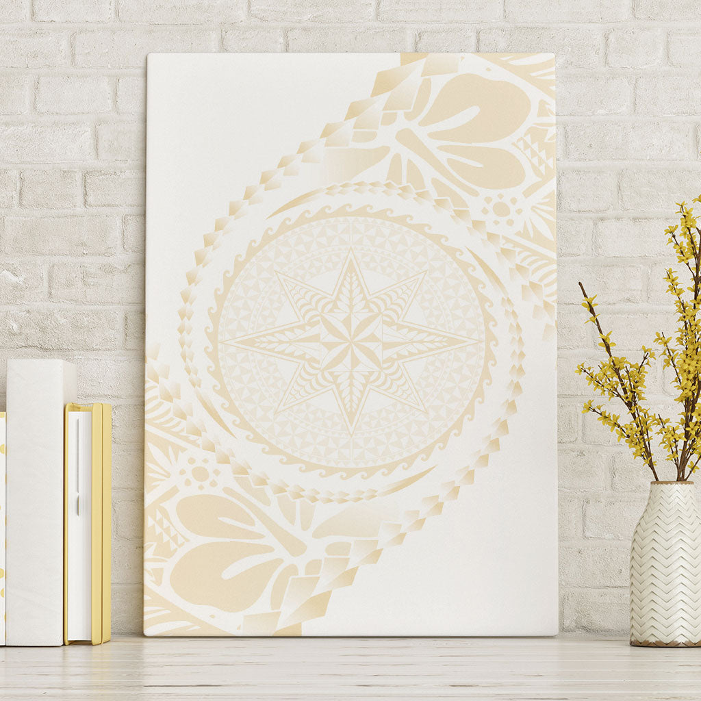 Tonga White Sunday Canvas Wall Art Lotu Tamaiti Tongan Kupesi Pattern