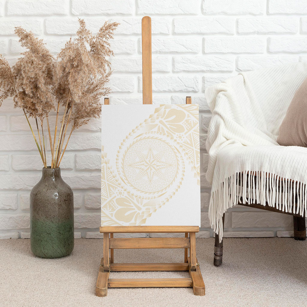 Tonga White Sunday Canvas Wall Art Lotu Tamaiti Tongan Kupesi Pattern