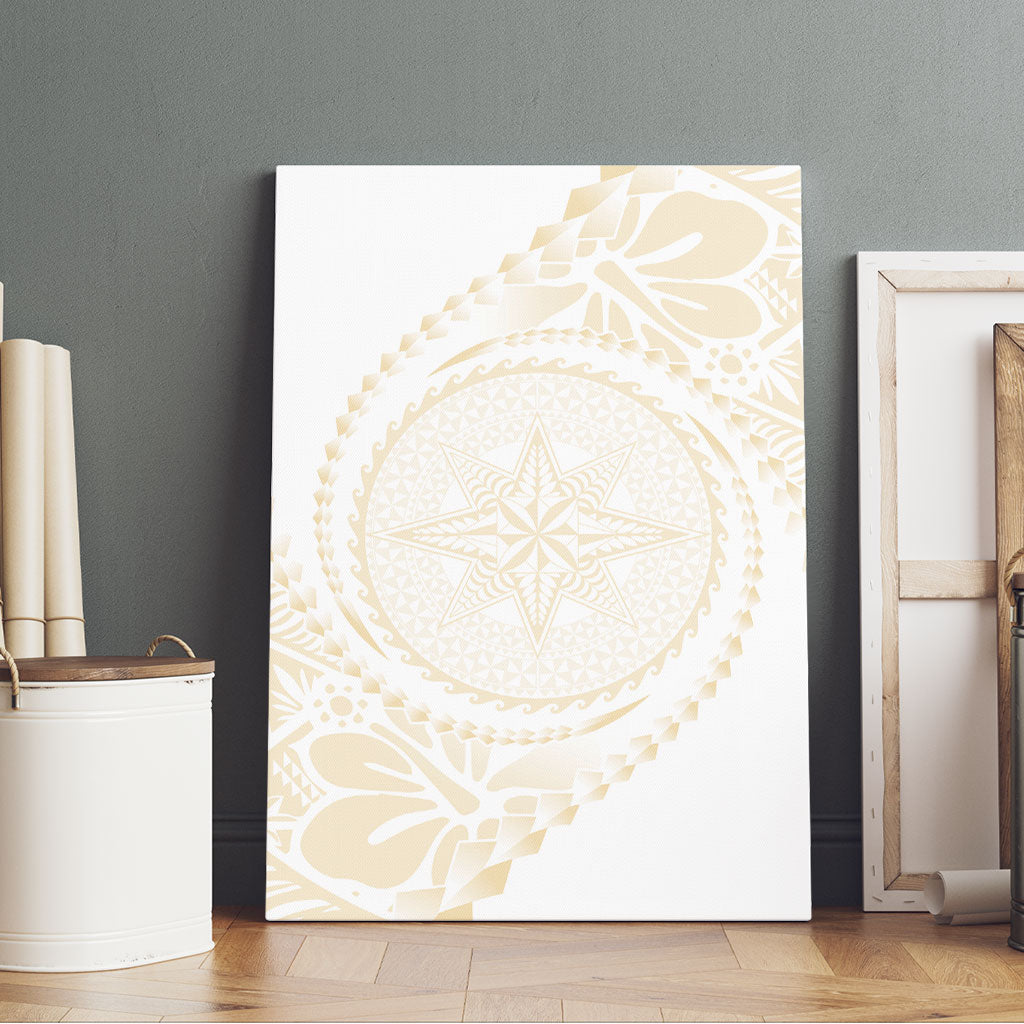 Tonga White Sunday Canvas Wall Art Lotu Tamaiti Tongan Kupesi Pattern