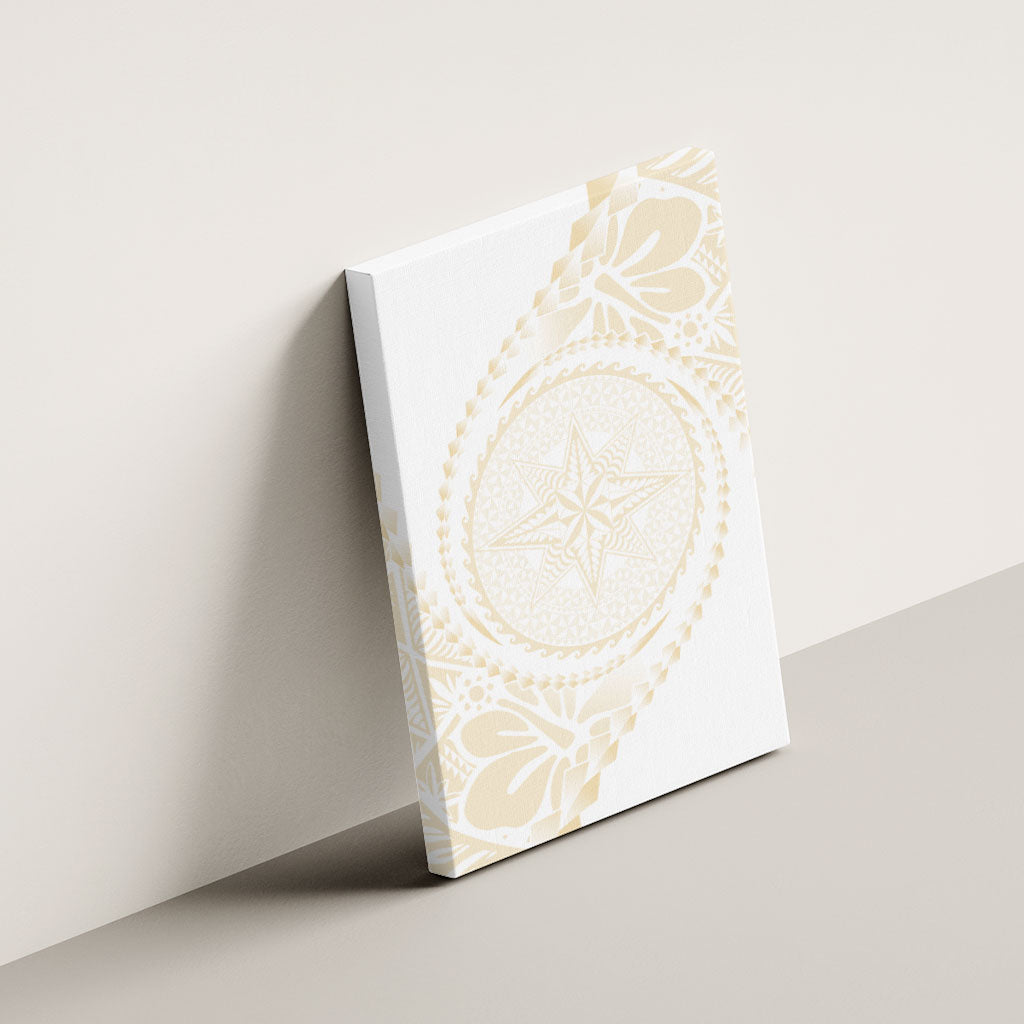 Tonga White Sunday Canvas Wall Art Lotu Tamaiti Tongan Kupesi Pattern
