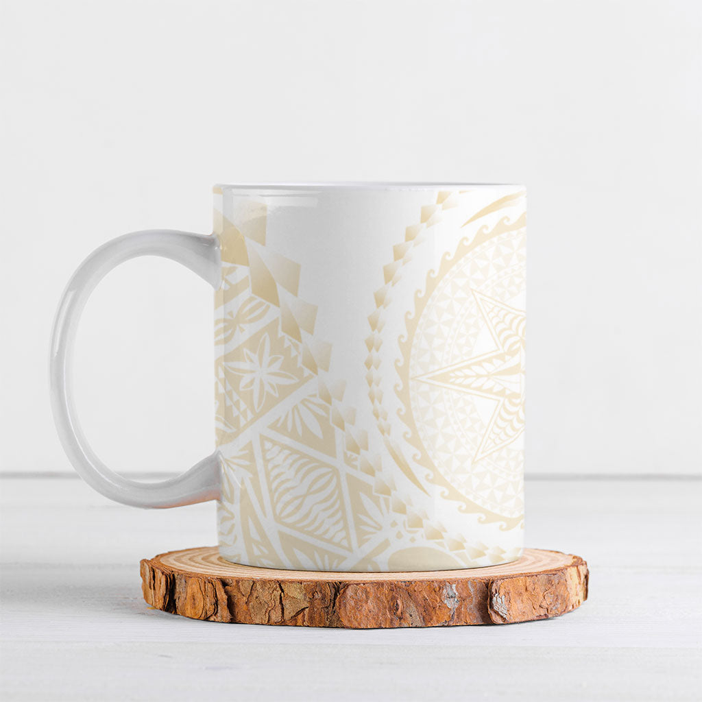 Tonga White Sunday Ceramic Mug Lotu Tamaiti Tongan Kupesi Pattern
