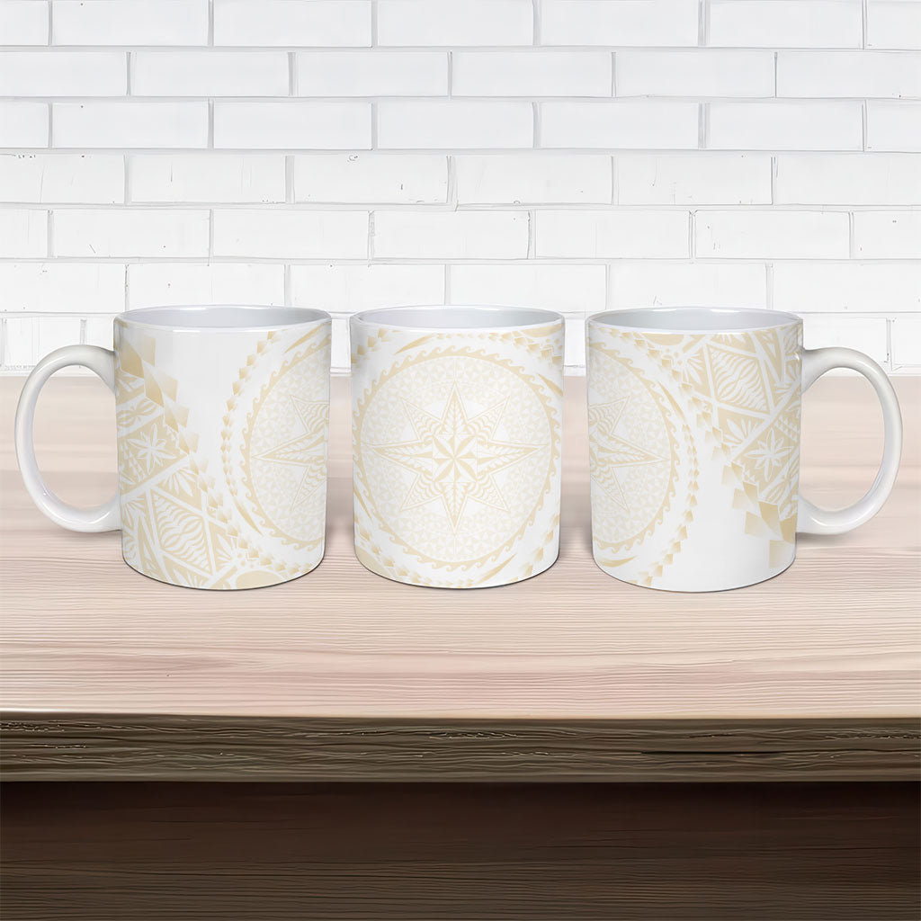 Tonga White Sunday Ceramic Mug Lotu Tamaiti Tongan Kupesi Pattern
