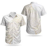 Tonga White Sunday Couples Matching Off Shoulder Maxi Dress and Hawaiian Shirt Lotu Tamaiti Tongan Kupesi Pattern