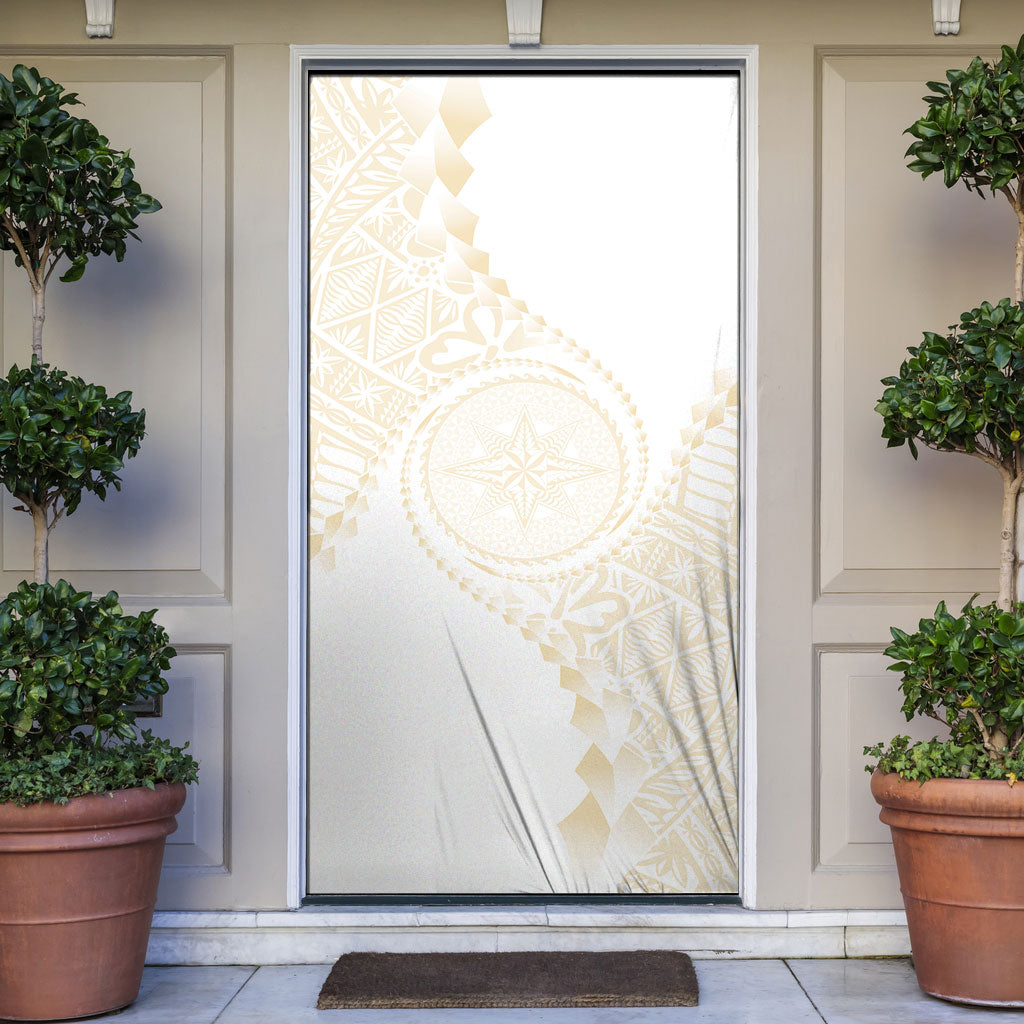 Tonga White Sunday Door Cover Lotu Tamaiti Tongan Kupesi Pattern