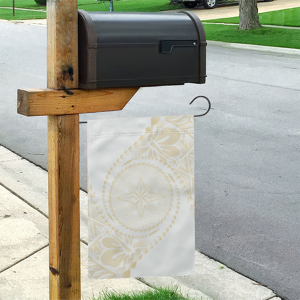 Tonga White Sunday Garden Flag Lotu Tamaiti Tongan Kupesi Pattern