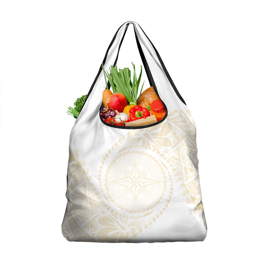 Tonga White Sunday Grocery Bag Lotu Tamaiti Tongan Kupesi Pattern