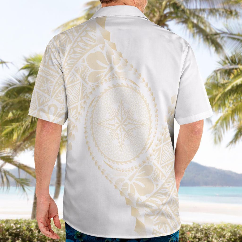 Tonga White Sunday Hawaiian Shirt Lotu Tamaiti Tongan Kupesi Pattern