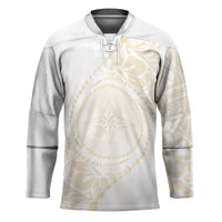 Tonga White Sunday Hockey Jersey Lotu Tamaiti Tongan Kupesi Pattern