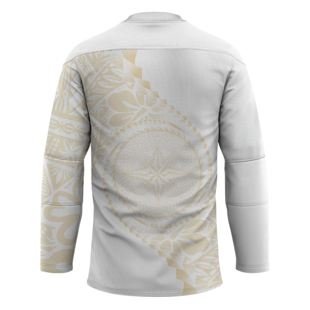 Tonga White Sunday Hockey Jersey Lotu Tamaiti Tongan Kupesi Pattern