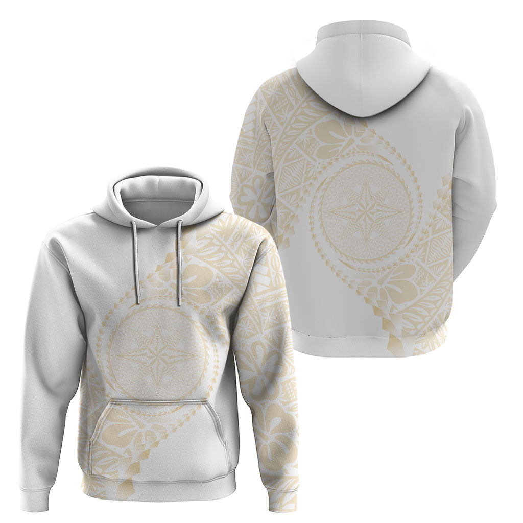 Tonga White Sunday Hoodie Lotu Tamaiti Tongan Kupesi Pattern