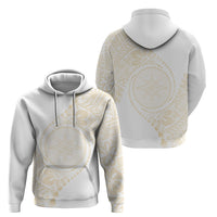 Tonga White Sunday Hoodie Lotu Tamaiti Tongan Kupesi Pattern