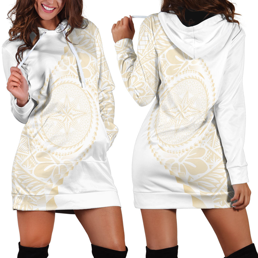 Tonga White Sunday Hoodie Dress Lotu Tamaiti Tongan Kupesi Pattern
