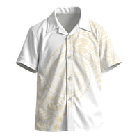 Tonga White Sunday Kid Hawaiian Shirt Lotu Tamaiti Tongan Kupesi Pattern