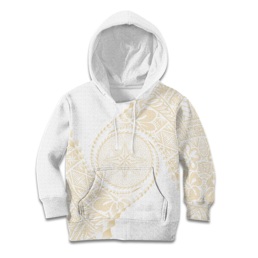 Tonga White Sunday Kid Hoodie Lotu Tamaiti Tongan Kupesi Pattern