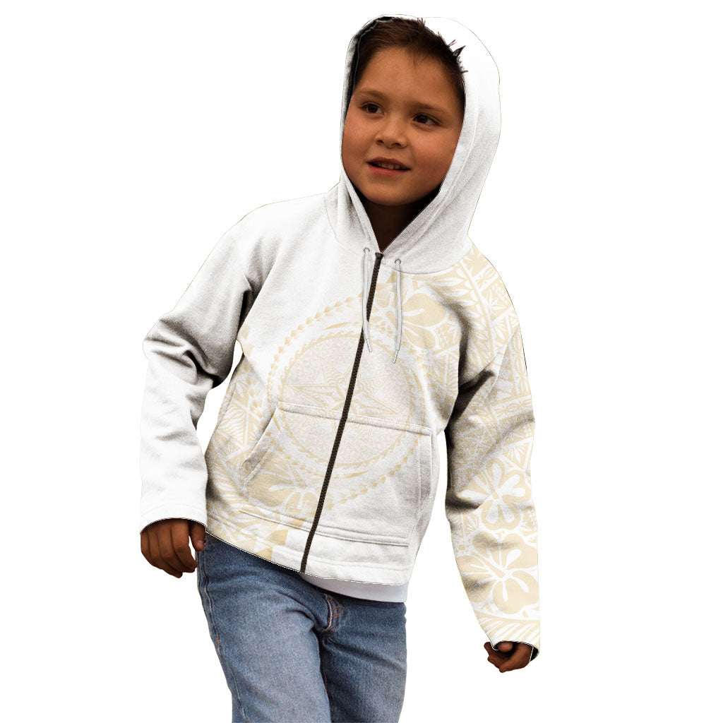 Tonga White Sunday Kid Hoodie Lotu Tamaiti Tongan Kupesi Pattern