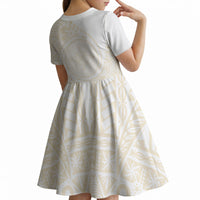 Tonga White Sunday Kid Short Sleeve Dress Lotu Tamaiti Tongan Kupesi Pattern