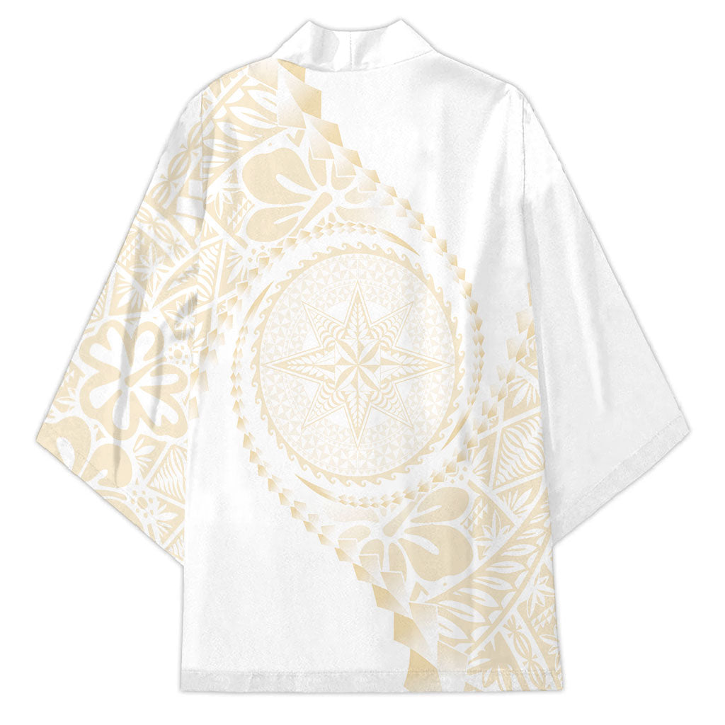 Tonga White Sunday Kimono Lotu Tamaiti Tongan Kupesi Pattern