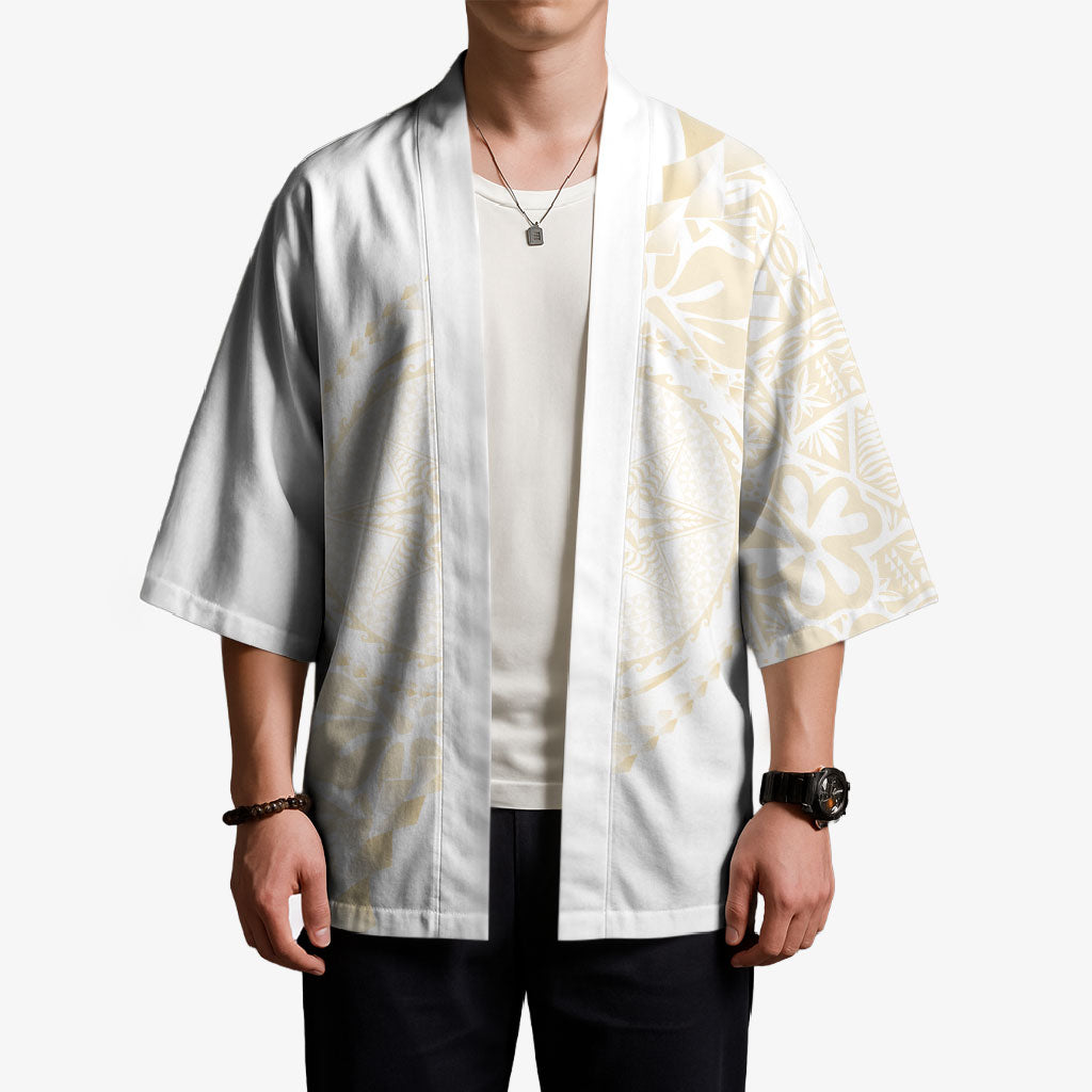 Tonga White Sunday Kimono Lotu Tamaiti Tongan Kupesi Pattern